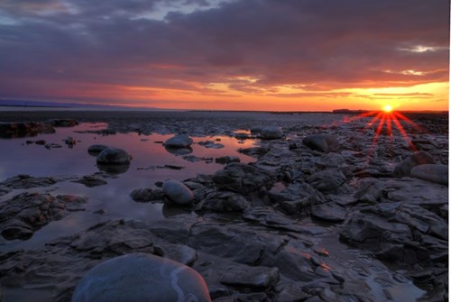 Beach at Aberthaw at sunset